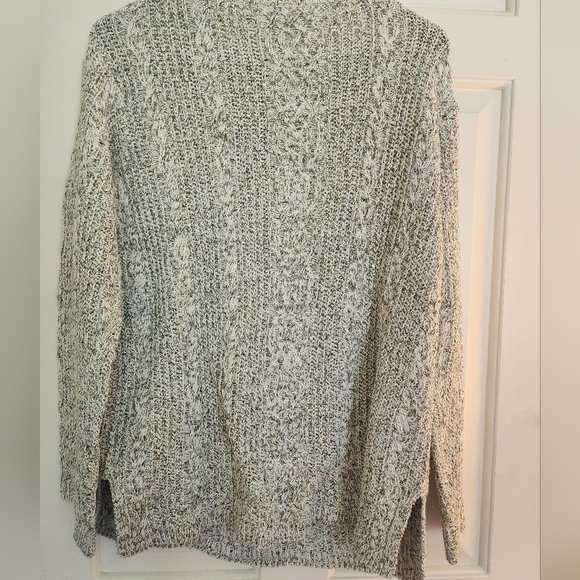 J Jill  white heathered cable knit cotton sweater beachy summer size medium - Picture 7 of 9